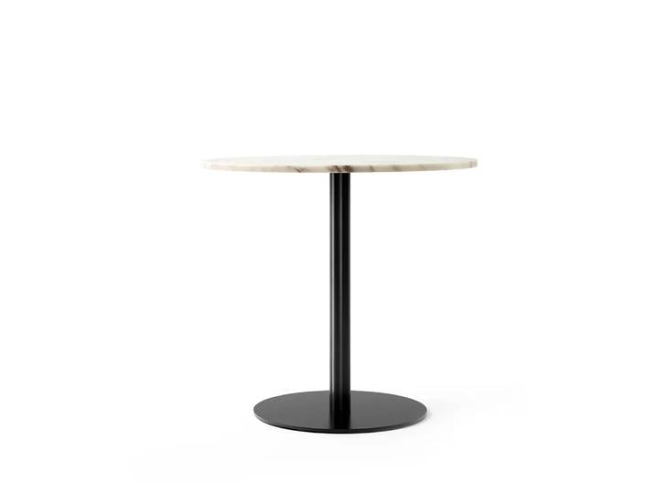 Audo Copenhagen Harbour Column Esstisch Marble off white-Schwarzes Gestell, Ø80 cm