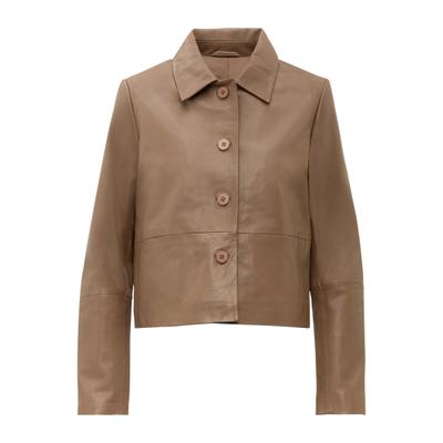 Bolerojacke RICANO "Lederjacke Cecila", Damen, Gr. M, beige, Obermaterial: 100% Lammnappaleder LANA. Futter: 100% Polyester PES., schmal cropped, Rundhals, Jacken, Handgefertigt aus echtem Leder