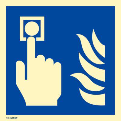 moedel Brandschutzschild „Hausalarm (Brandmelder-Flamme)“, Kunststoff, langnachleuchtend, B 148 x H 148 mm