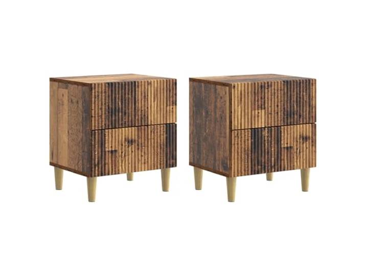 KGFHERENB Nachttisch 2er Set Altholz 43x34,5x48 cm Holzwerkstoff Kompakter Beistelltisch im 2er Set mit Schubladen für Schlafzimmer und Wohnzimmer. Bietet stilvollen Stauraum.
