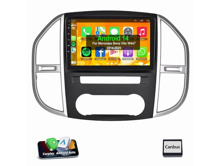 ESSGOO 10 ZOLL IPS Für Mercedes Benz W447 2013 2014-2020 Autoradio Navigationsgerät (Apple Carplay Android Auto GPS Navi WIFI BT SWC EQ)