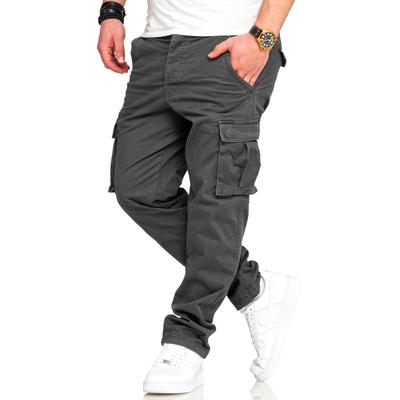 Cargohose DAILY COTTON "als Stoffhose mit Stretch", Herren, Gr. 38, Länge 34, dunkelgrau, Casual, regular fit, Hosen Cargohose, Chino Cargo Hose mit Gürtelschlaufen für Herren