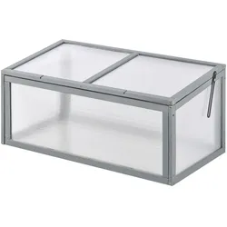 Outsunny Frühbeet Pflanzenbeet mit Abdeckung aus Holz und Polycarbonat wetterfest Grau 90 x 46 x 40 cm