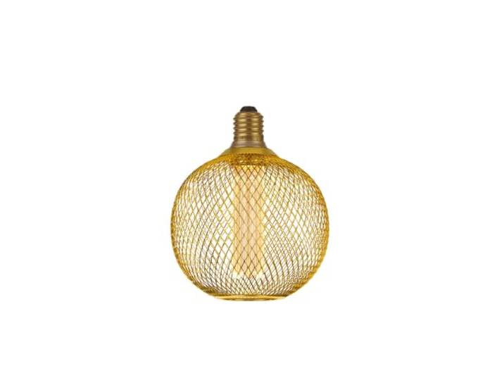 Ampoule LED deco metal dore effet grille sphère E27 240V 3.5W 120lm 1800K