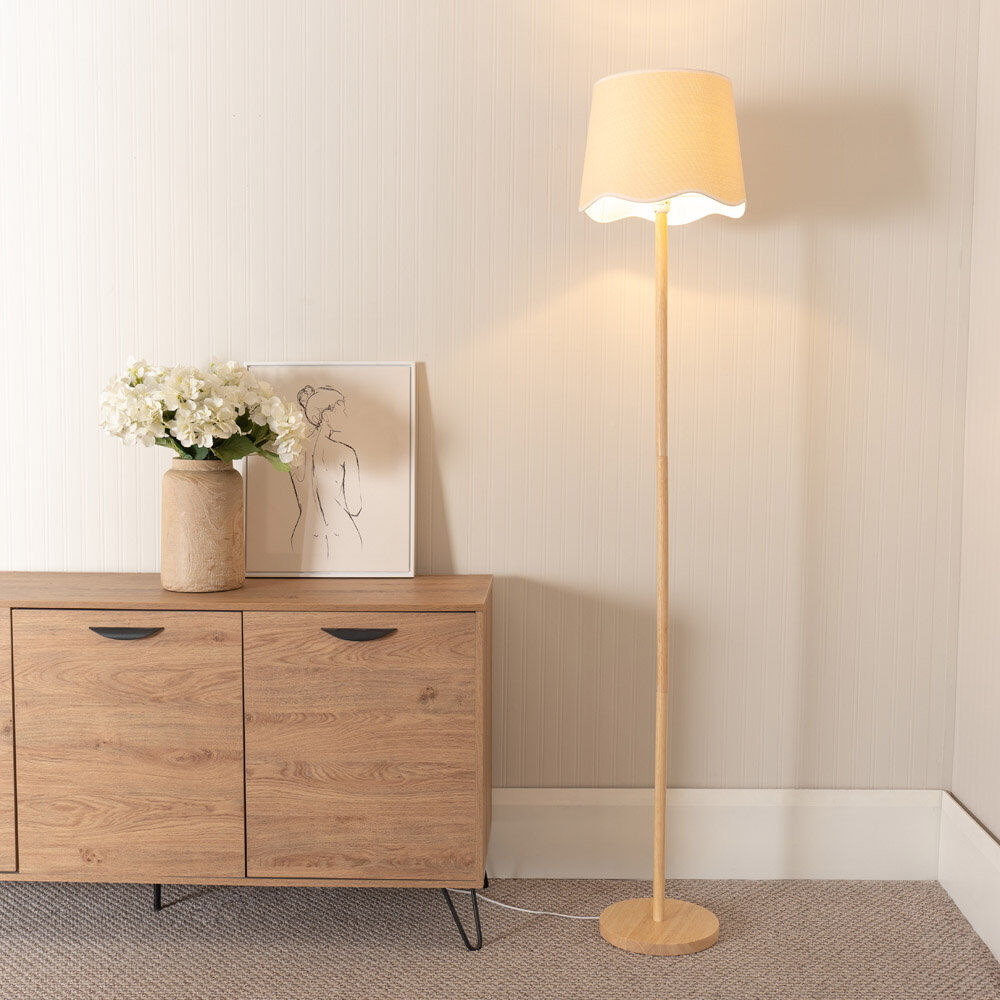 17 Stories Roshina 182cm Traditional Floor Lamp Natural/Natural 182cm H X 35cm W X 35cm D