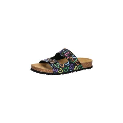 Pantoffel LICO "Pantolette Bioline Heart", Damen, Gr. 40, schwarz, Synthetik, Schuhe