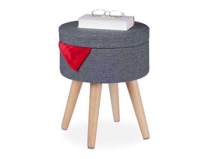 Relaxdays Runder Sitzhocker mit Tischfunktion