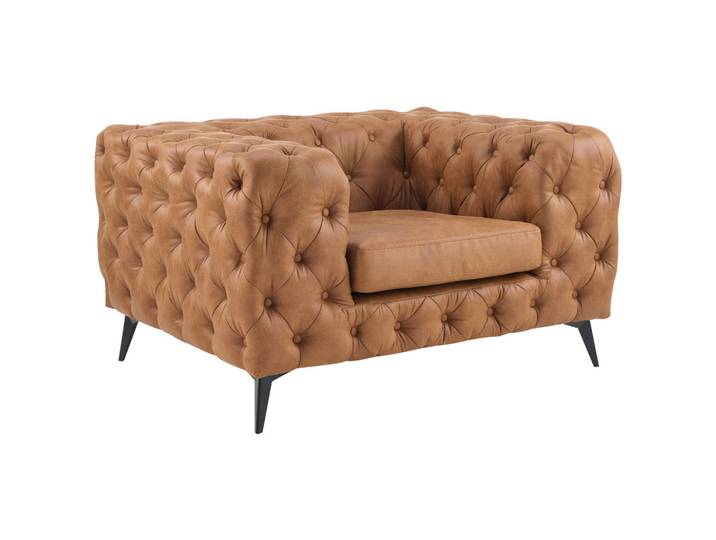 Landscape Chesterfield-Sessel, Braun, Schwarz, Metall, Textil, 125x75x97 cm, Wohnzimmer, Sessel, Chesterfield-Sessel