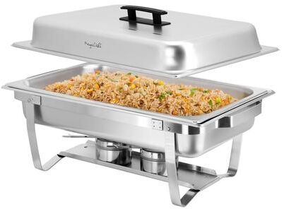MegaChef 9.5 Quart Foldable Stainless Steel Professional Chafing Dish/Food Warmer/Buffet Server Serving Trays