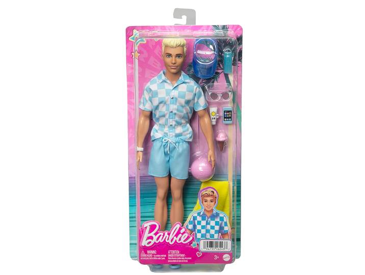 barbie®-ken® plage-poupée blonde short de bain et accessoires de plage
