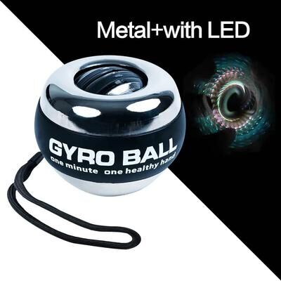 Inspire Select LED Gyro Power Wrist Ball Trainer Auto Start Forearm & Hand Strengthener, Gyroscopic Fitness Tool With Lights metal With Led