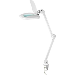Alco Lupenleuchte 9223, 190 x 157 mm Glaslinse, LED, 2,25x Vergrößerung (5 Dioptrien), weiß, mit Tischklemme