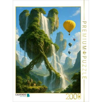 CALVENDO Puzzle Verankerte Felsen - Heißluftballons über schwebenden Felsen | 2000 Teile Lege-Größe 90x67cm Foto-Puzzle für glückliche Stunden