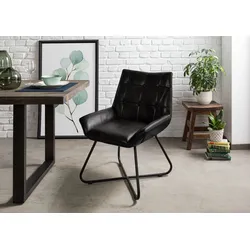 Stuhl Echtleder 61x65x89 schwarz IRON LABEL #713