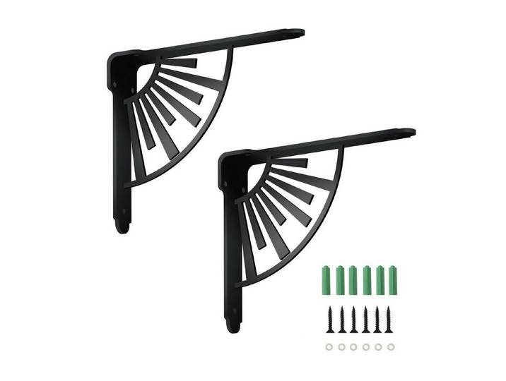 LuxusKollektion Wandregalhalter Regalhalterungen L-Form Eisen Schwarz 2 Stück, 2-tlg.