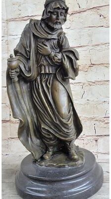 Bronzhaus Wise Man Christmas Traveler Nativity Christianity Bronze Statue Sculpture 14 Inches X 6 Inches