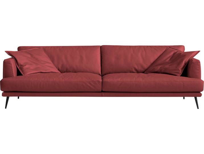 2,5-Sitzer EGOITALIANO Sophia, Designsofa mit extrakomfortablem Sitzkomfort, Breite 214cm , rot (burgundy), B:214cm H:77cm T:96cm, Leder BULL (Echtes Rindsleder). Geschliffenes, pigmentiertes und behandeltes Rindsleder mit einer Dicke von 1, 3-1, 5 mm. Es handelt sich um ein weiches, geschütztes Leder. Eine leichte Deckschicht schützt sie vor Flecken, ohne ihre ursprünglichen Eigenschaften zu verändern. Dieses geschützte Leder kombiniert die Vorteile von Natürlichkeit und Weichheit mit einer guten Beständigkeit gegen Verschleiss und Ausbleichen. Das Vorhandensein der charakteristischen Zeichen, die das Leben des Tieres bestimmen, wie Narben, Körnungsunterschiede, Falten, Adern, Disharmonien in Farbtönen, beweisen ihre absolute Echtheit und grossen Wert., Sofas, 2 5-Sitzer, Daunenfederung, inkl. 2 Kissen