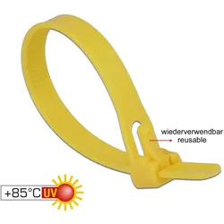 Delock Kabelbinder wiederverwendbar hitzebeständig L 150 x B 7,5 mm 100 Stück gelb
