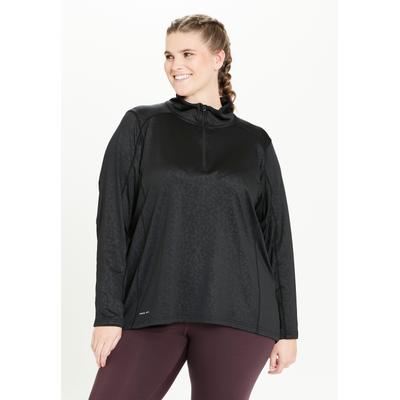 Funktionsshirt Q BY ENDURANCE "JULIETTE W", Damen, Gr. 44, schwarz, 93% Polyester, 7% Elasthan, lang, hoch geschlossener Ausschnitt, Shirts Funktionsshirt, mit atmungsaktiver Eigenschaft