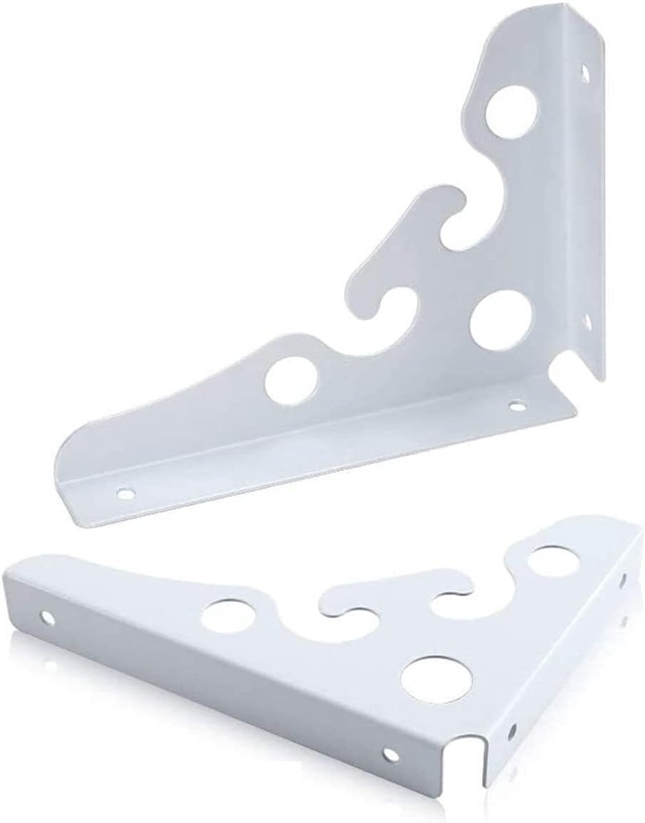 Set van 2 witte drijvende wandsteunen in driehoekige bloemvorm voor decoratie en opbergen