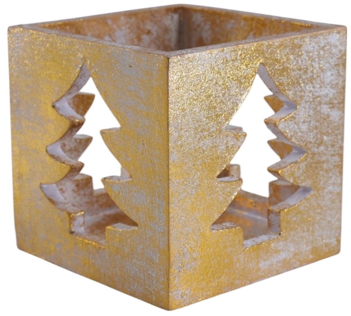Waxinelichthouder Karel Kerstboom Goud 9 cm