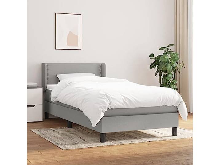 RJPLMFV Komplettes Bett, 80 x 200 cm, hellgrau, mit Taschenfederkernmatratze