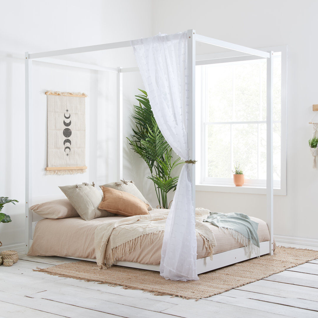 Brayden Studio Avondre Canopy Bed Whtie Kingsize (5')