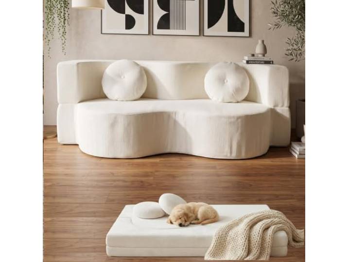 NOYHHAV Sofa-Klappbares -Schlafsofa-Boneless Couch Abnehmbar und waschbar - Keine Montage erforderlich Weiß