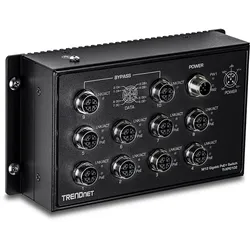 TRENDnet 10-Port Industrial EN50155 M12 Gigabit PoE+ Railsw.