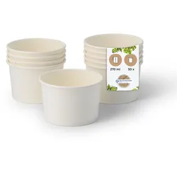 BIOZOYG Eisbecher Pappe 50 Stück 200 ml Weiß  Dessertbecher Beschichtet Einweg  Snackbecher Waffelbecher Einwegbecher Eiscreme Joghurt