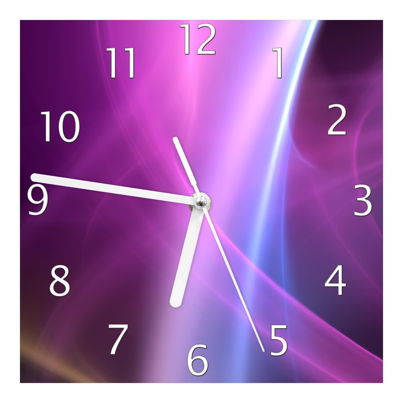 Wallario Uhr 30 x 30 cm, weiße Zeiger Abstraktes Muster in violett lila pink schwarz