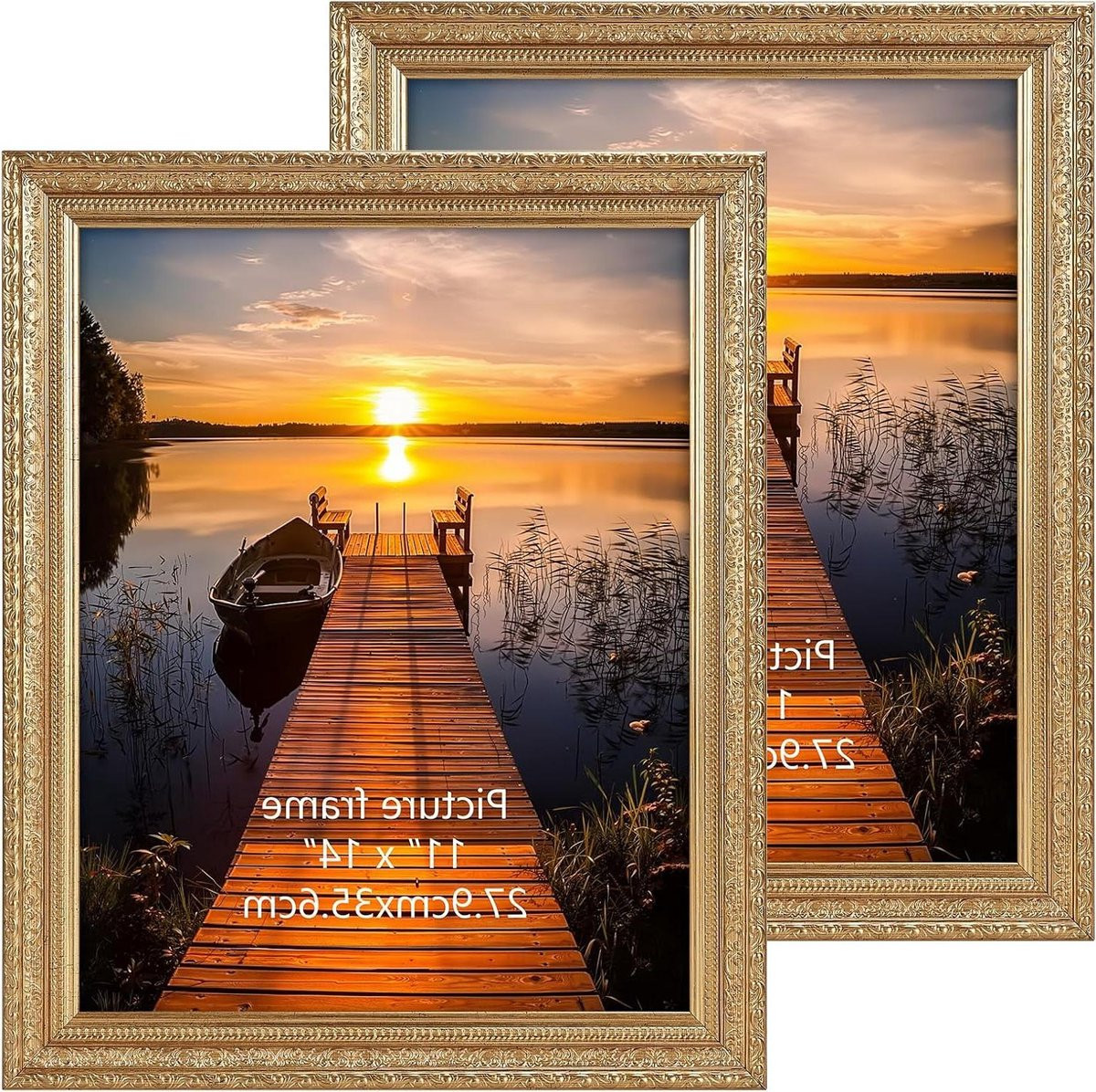 Set van 2 fotolijsten in vintage stijl - Goud