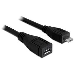 Delock USB-Kabel USB 2.0 USB-Micro-B Stecker, USB-Micro-B Buchse 1.00 m Schwarz mit Verlängerungskabel 83248