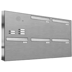 AL Briefkastensysteme 5 Fächer Premium Edelstahl Durchwurf Briefkasten Anlage mit Klingeln, Post A4, robust, wetterfest, Artikelnummer: 331V5DZ3KS