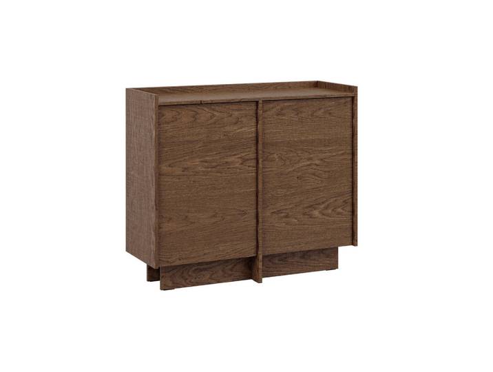 Petits-meubles Sideboard Japandi Dunkles Holz, Braun, Holzwerkstoff, 102x89.6x38 cm, Kleinmöbel, Kommoden, Sideboards