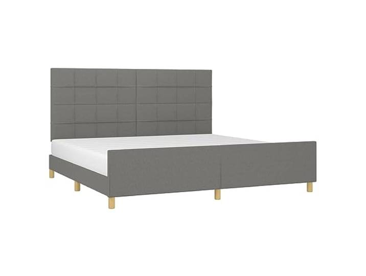 KTHLBRH Bettgestell dunkelgrau 200 x 200 cm Stoff Bettgestell mit Fußteil, verstellbares Kopfteil, Lattenrost aus Sperrholz, ohne Matratze