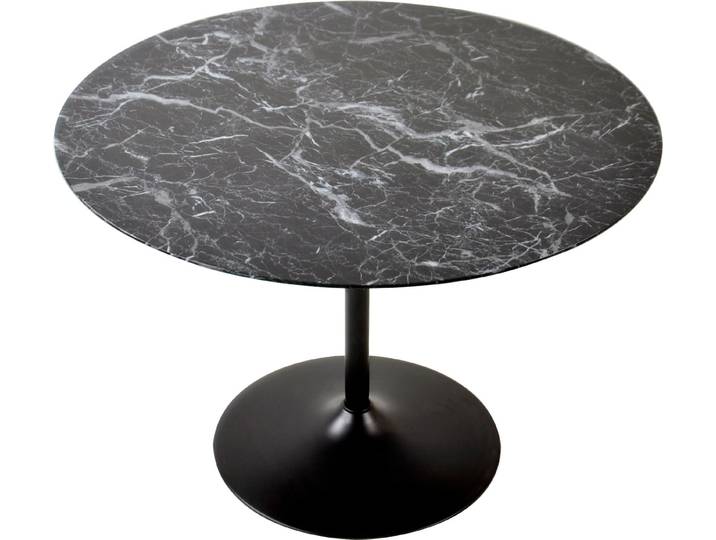 Bistrotisch SALESFEVER Bistrotisch im charmanten Stil , schwarz (schwarz, schwarz, schwarz), B:110cm H:75cm T:110cm, Tische, Eleganz trifft Funktionalität: Tischplatte in Marmoroptik