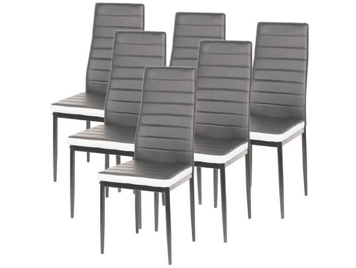 Chaises de Salle à Manger design Haut Dossier Confortable - Lot de 6 - Gris