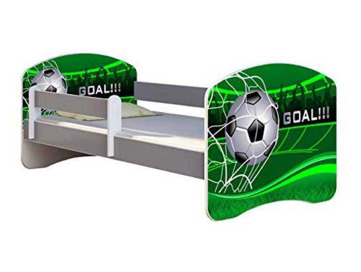 ACMA Kinderbett Jugendbett mit Matratze Grau mit Rausfallschutz Lattenrost II Spielbett Kinderzimmer Möbel (14 Goal !!!, 180x80)