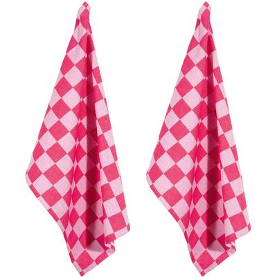 Geschirrtuch PAD "CHESS", pink, B:50cm H:1cm L:70cm, 100% Baumwolle, Geschirrtücher, Geschirrtuch, 100% Baumwolle, 50x70 cm, modernes Karo Design