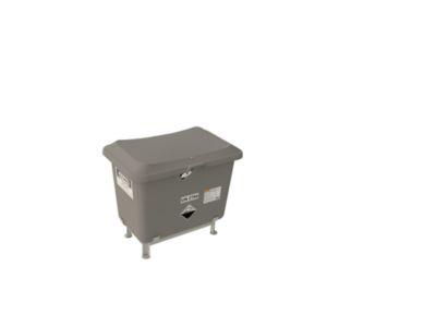 KFZ-Altbatteriebehälter CEMO, Glasfaserverstärkter Kunststoff (GFK)/Stahl, platingrau, B 893 x T 604 x H 779 mm, 200 l, mit Füßen und Deckel