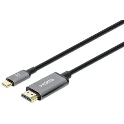 Manhattan 153607 Videokabel-Adapter 2 m HDMI Typ A (Standard) USB Typ-C Schwarz, Silber