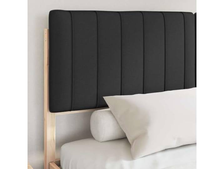 KTHLBRH Bett mit Kopfteil, gepolstert, Schwarz, Kiefer, Massivholz, 150 x Lattenrost, kein Boxspring, Bezug waschbar, einfache Montage
