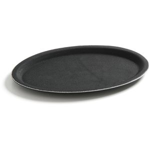 Hendi Serviertablett 508718, oval, 23 x 16cm, aus Kunststoff, rutschfest, schwarz