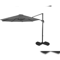 DELUKE Ampelschirm ULLA Ø 300cm Anthrazit Aluminium Sonnenschirm mit Ständer UV-Schutz Aluminium Wasserabweisend