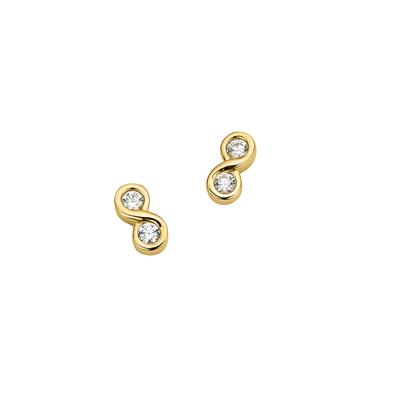 Paar Ohrstecker FIRETTI "Schmuck Geschenk Gold 333 Ohrschmuck Infinity Undendlichkeitesschleife", gold (gelbgoldfarben, kristallweiß, kristallweiß), Ohrringe, Damen, Gelbgold 333, mit Zirkonia (synth.)