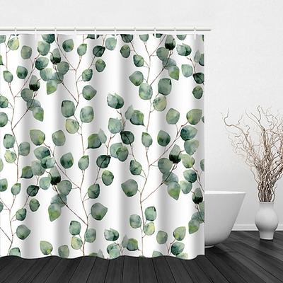 Duschvorhang mit Haken 200 cm hoch duschvorhang waschbar Polyester duschvorhang blatt Wasserfest Florales Pflanzenblättermuster