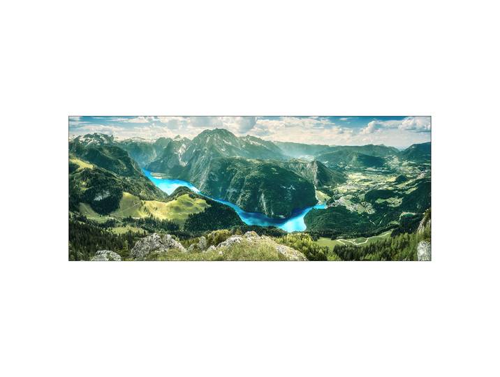 Tableau verre Mountain Landscape Verre flotté Vert/Bleu/Gris 125 x 50 x 1cm