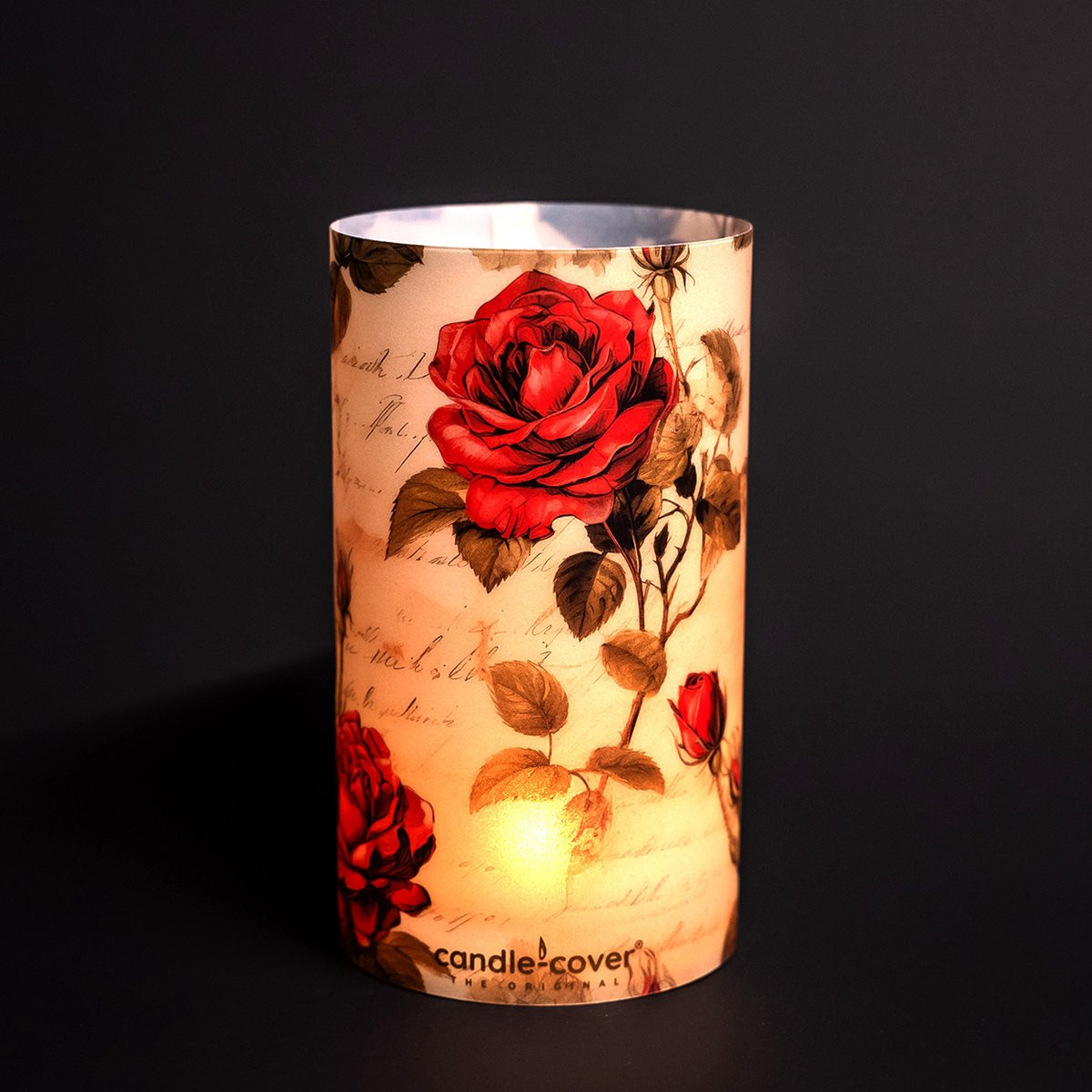 Candle-Cover Roses windlicht voor theelicht en waxinelicht, 9 cm rond, 16 cm hoog