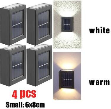 Uplifted Goods Solar LED Wall Lights For Outdoor Garden And Home 4pcs 2led warm Light